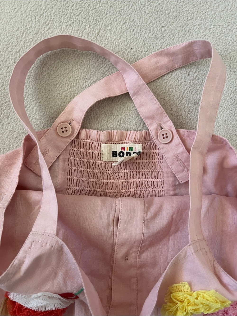 Mini Boden Ice Cream Button Embroidered Appliqué Summer Blush Pink Strap Dress - Picture 9 of 15